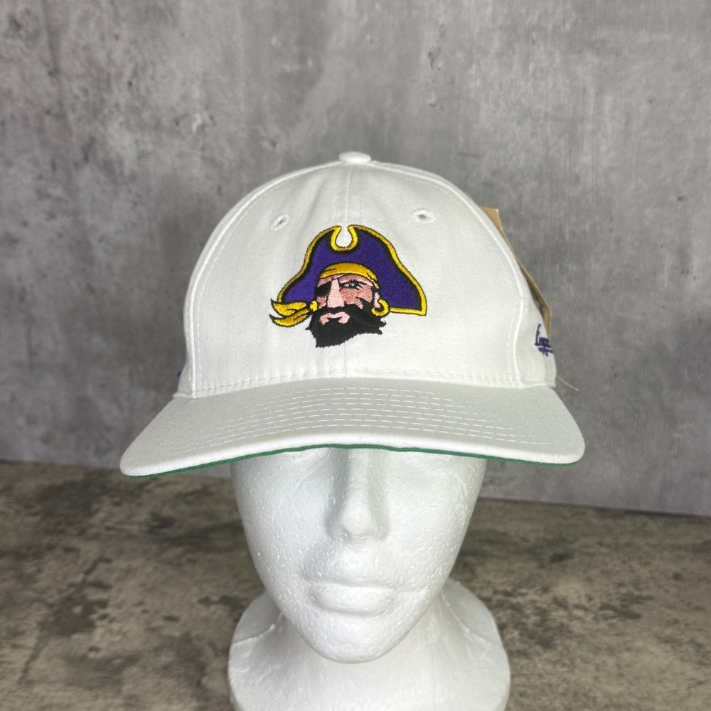 NWT Vintage Pirates East Carolina University Hat OS White Legacy Adjustable Cap